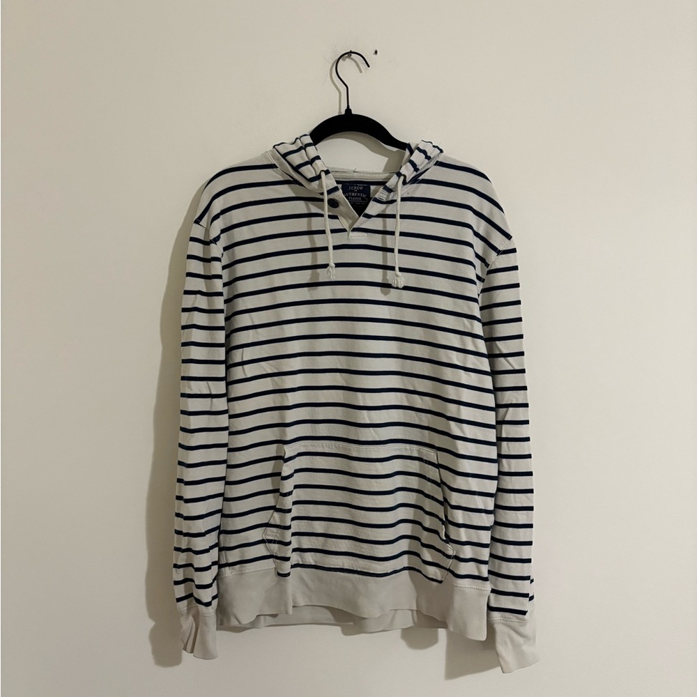 J. Crew Men's Navy and White Striped Hoodie
